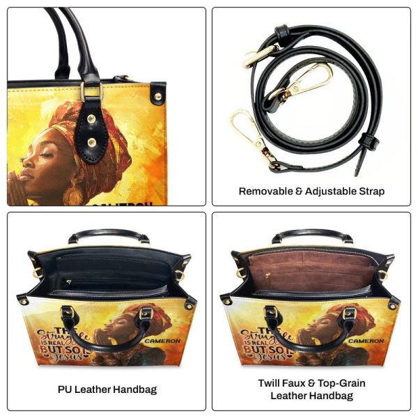 The Struggle Is Real But So Is Jesus - Personalized Leather Handbag Sblhblm2453T