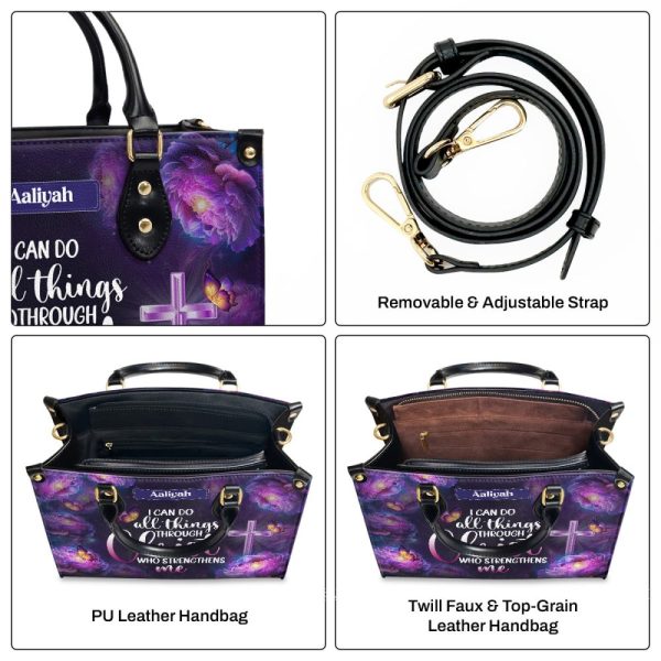 I Can Do All Things Through Christ - Personalized Leather Handbag