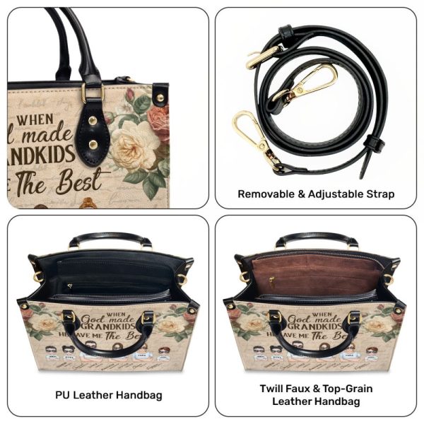 When God Made Grandkids He Gave Me The Best - Personalized Leather Handbag Sblhbln1186L