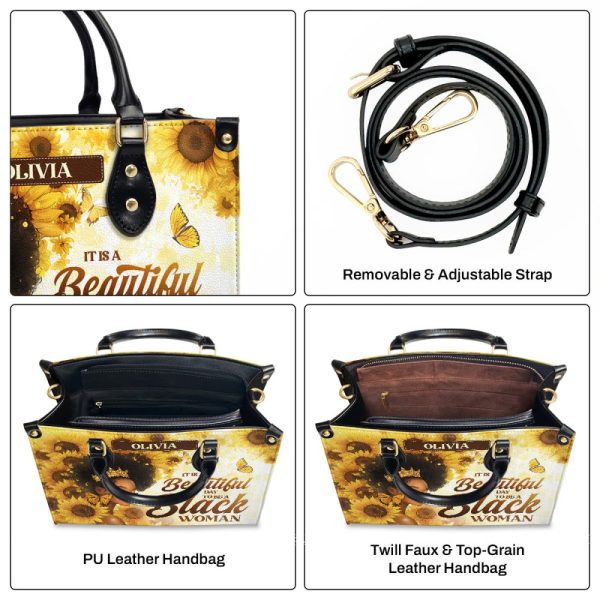 It'S A Beautiful Day To Be A Black Woman - Personalized Leather Handbag