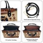 Grandma Handprint - Personalized Leather Handbag Sblhbln1417D