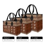 She Is Mom Butterfly - Personalized Leather Handbag Sblhblm1420D