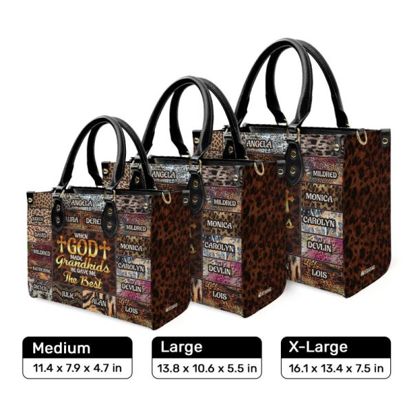 When God Made Grandkids He Gave Me The Best - Personalized Leather Handbag Mb98