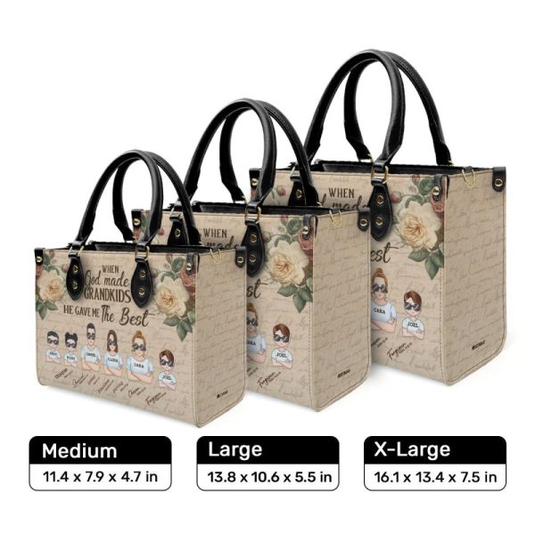 When God Made Grandkids He Gave Me The Best - Personalized Leather Handbag Sblhbln1186L