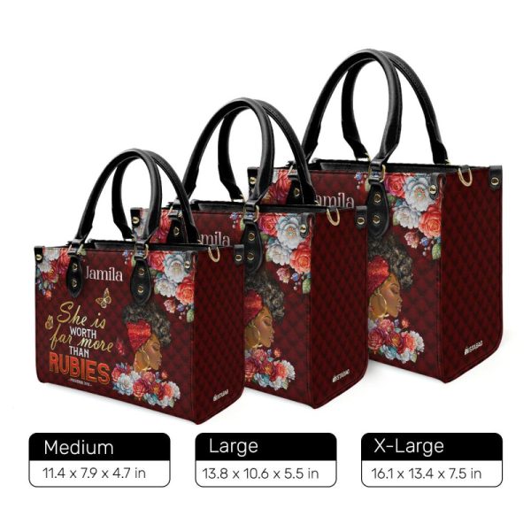She Is Worth Far More Than Rubies - Personalized Leather Handbag Sblhblm1501L