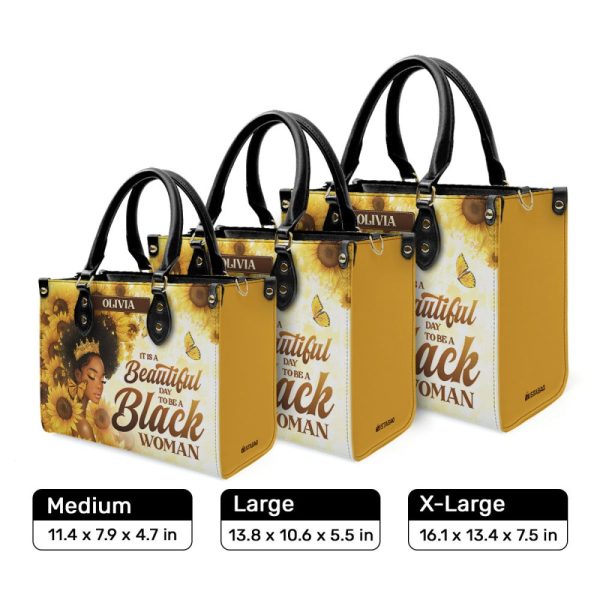It'S A Beautiful Day To Be A Black Woman - Personalized Leather Handbag