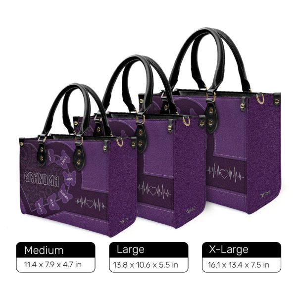 Grandma Flower Butterfly - Personalized Leather Handbag Sblhblm2339L