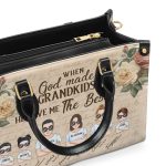 When God Made Grandkids He Gave Me The Best - Personalized Leather Handbag Sblhbln1186L