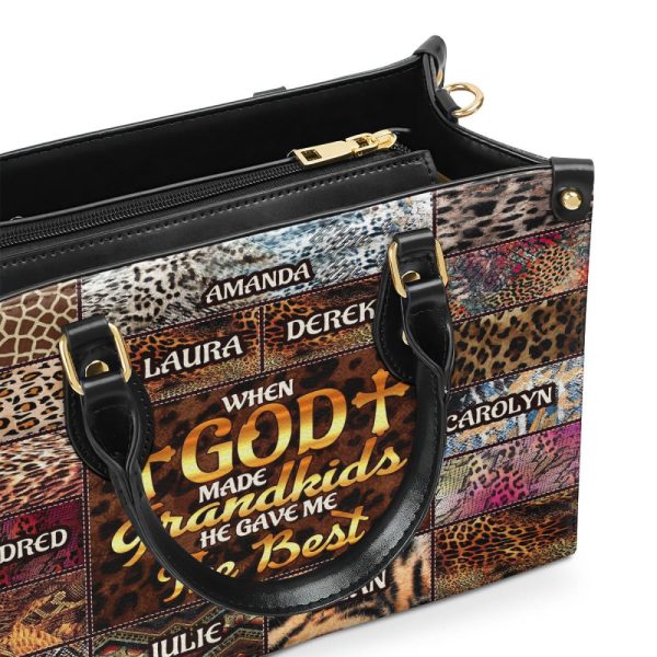 When God Made Grandkids He Gave Me The Best - Personalized Leather Handbag Mb98