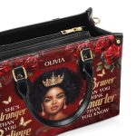 She'S Stronger Than You Believe - Personalized Leather Handbag
