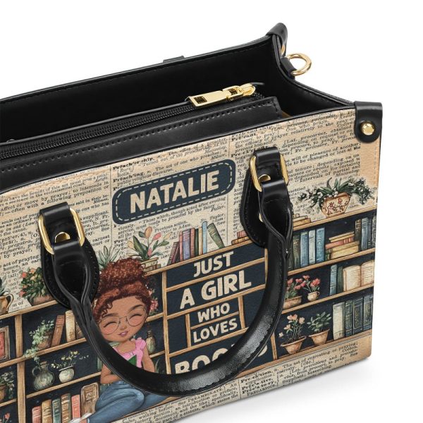 Just A Girl Who Loves Books - Personalized Leather Handbag Sblhbmn1830M