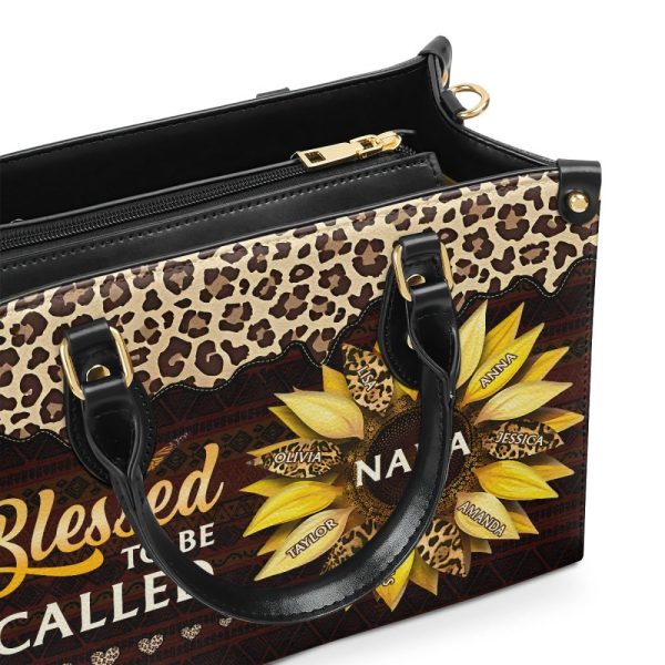 Blessed To Be Called Grandma - Personalized Leather Handbag