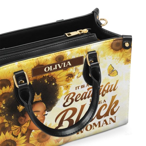 It'S A Beautiful Day To Be A Black Woman - Personalized Leather Handbag