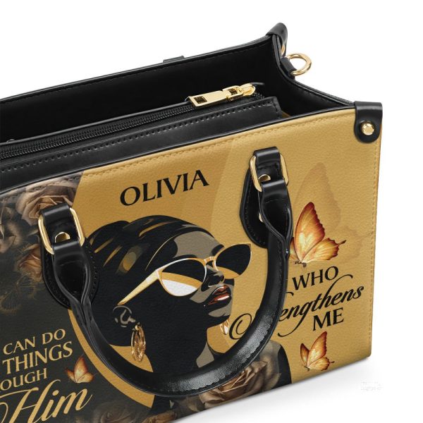 I Can Do All Things Through Him - Personalized Leather Handbag