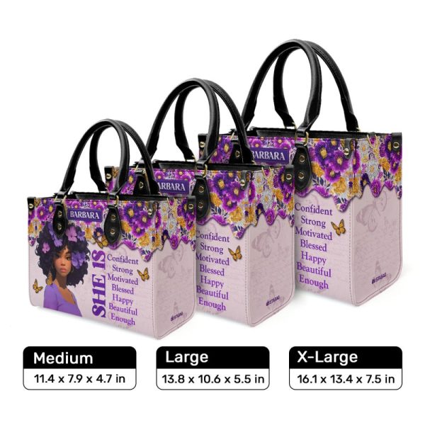 She Is - Personalized Leather Handbag