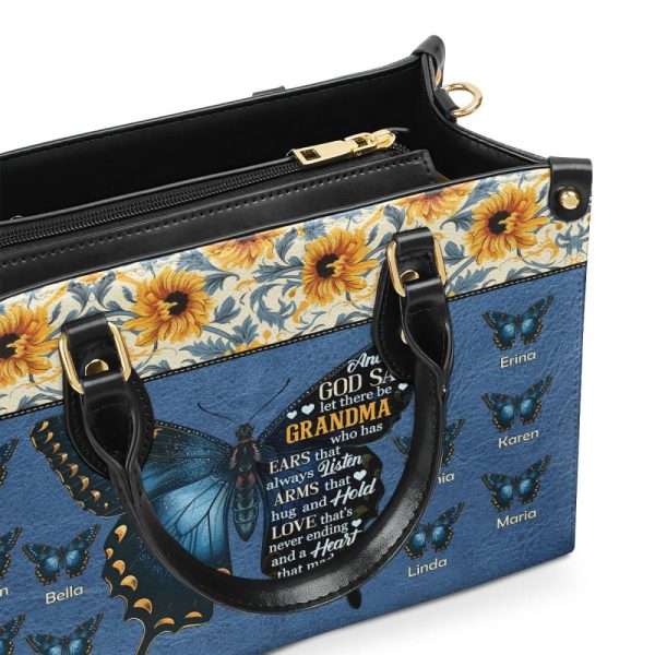 Grandma Heart That Made Of Gold - Personalized Leather Handbag Sblhblm846M