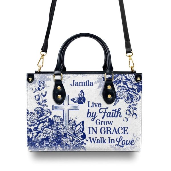 Live By Faith - Personalized Leather Handbag