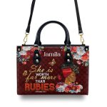 She Is Worth Far More Than Rubies - Personalized Leather Handbag Sblhblm1501L