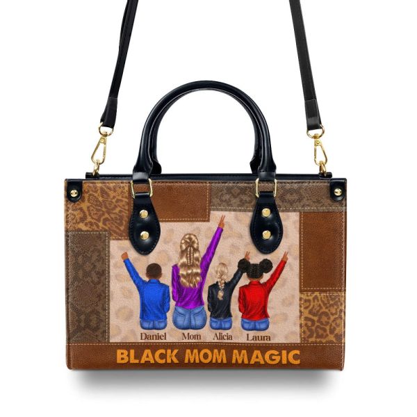Black Mom Magic - Personalized Leather Handbag Stb210