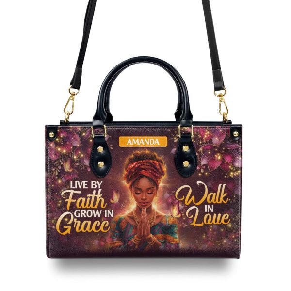 Live By Faith - Personalized Leather Handbag