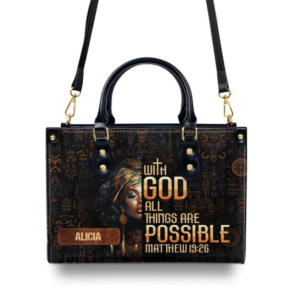 With God All Things Are Possible - Personalized Leather Handbag Sblhblm1095Ta
