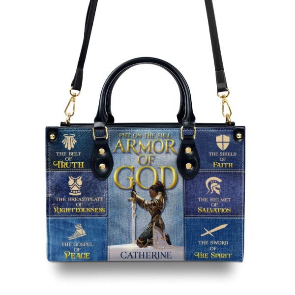 Put On The Full Armor Of God - Personalized Leather Handbag Sblhbha49