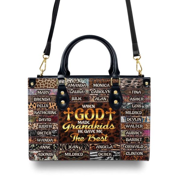 When God Made Grandkids He Gave Me The Best - Personalized Leather Handbag Mb98