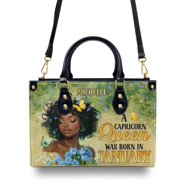 A Black Queen Was Born In - Personalized Leather Handbag