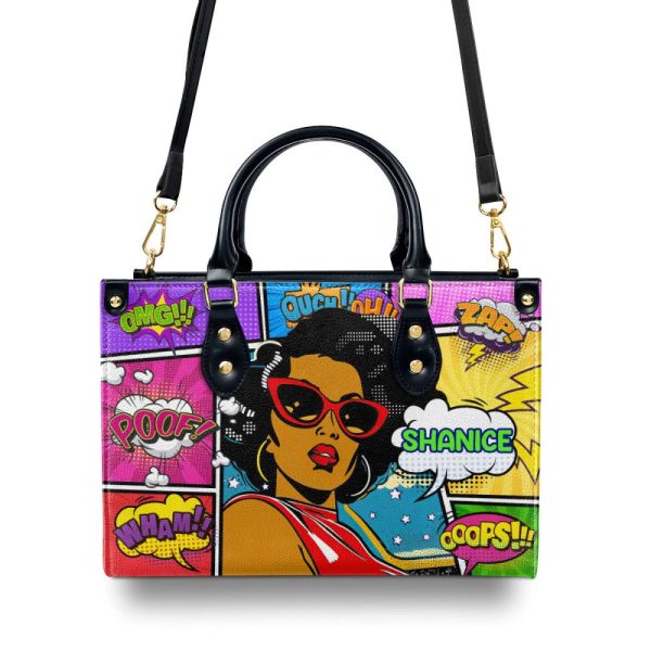 Popart Style - Personalized Leather Hand Bag Sblhbpha779T