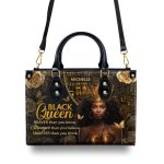 I Am A Black Queen - Personalized Leather Handbag
