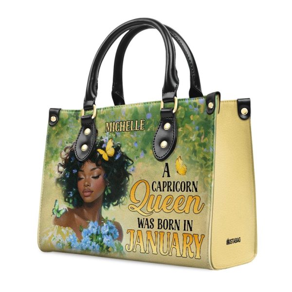 A Black Queen Was Born In - Personalized Leather Handbag