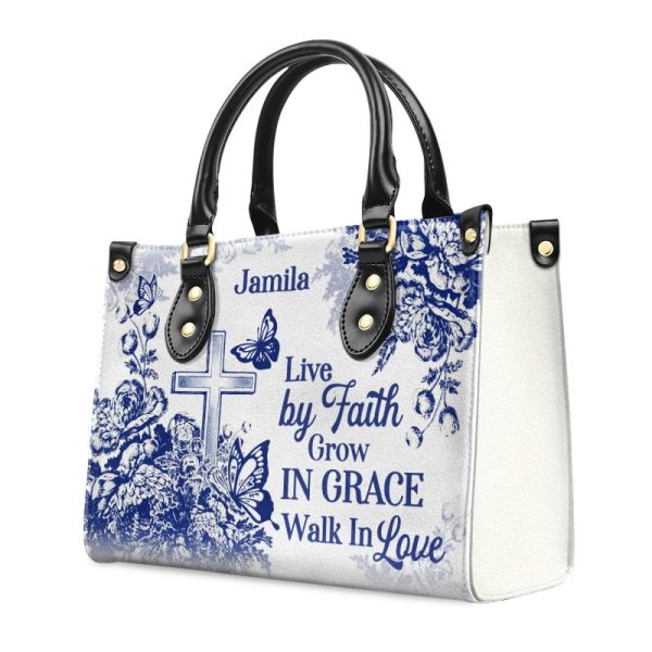 Live By Faith - Personalized Leather Handbag
