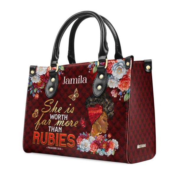 She Is Worth Far More Than Rubies - Personalized Leather Handbag Sblhblm1501L