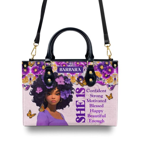 She Is - Personalized Leather Handbag