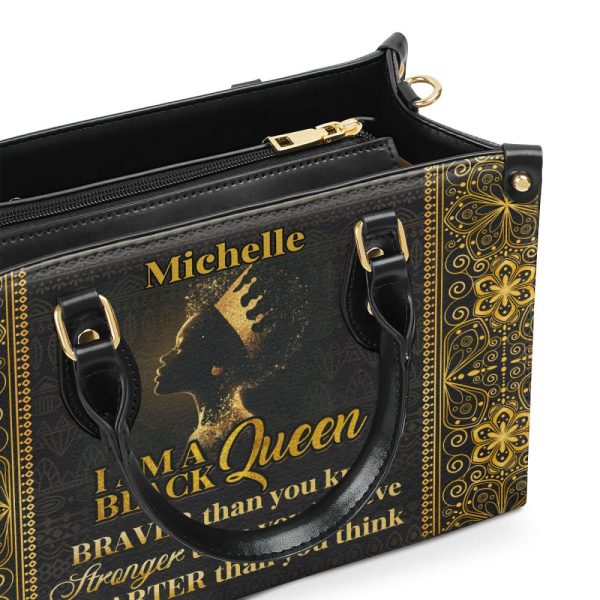 I Am A Black Queen - Personalized Leather Handbag