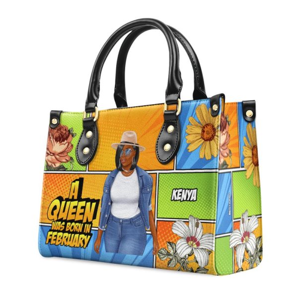 A Queen Was Born - Personalized Leather Handbag Stb218