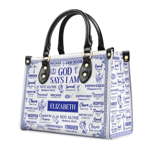God Says I Am - Personalized Leather Handbag