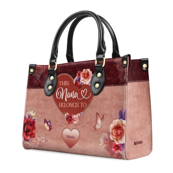 This Mom/Grandma Belongs To - Personalized Leather Handbag Mb81