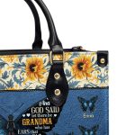 Grandma Heart That Made Of Gold - Personalized Leather Handbag Sblhblm846M