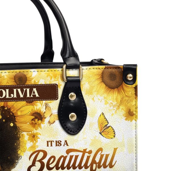 It'S A Beautiful Day To Be A Black Woman - Personalized Leather Handbag