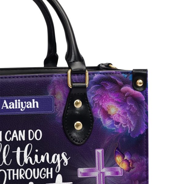 I Can Do All Things Through Christ - Personalized Leather Handbag