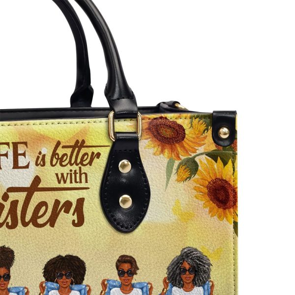 Life Is Better With Sisters - Personalized Leather Handbag Stb01C