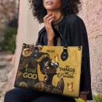 With God All Things Are Possible - Personalized Leather Handbag